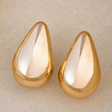 1 Paar neue, europäisch und amerikanisch modische, personalisierte kleine Wassertropfen UV-vergoldete CCB-Ohrringe