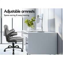ALFORDSON Massage Office Chair, Computer Office Chair, Linen 150kg Load Capacity, 90-135° Backrest Adjustable Ergonomic PC Chair, 360° Rotatable, Fabric Gray - Grey - View 6