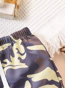 3pcs/Set Young Boy's Casual Camouflage Printed Versatile Shorts, Suitable For Summer, Outdoor, School, Daily, Leisure, Sports, Travel