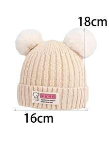 1 件冬季保暖可爱新生儿帽子，针织帽，适合婴幼儿男孩女孩 - 白色 - 查看 6