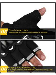 1pair Breathable Anti-Slip Touchscreen Protective Gloves For Cycling, Motorcycle, Outdoor Sports - Fingerless Sports Gloves - View 9