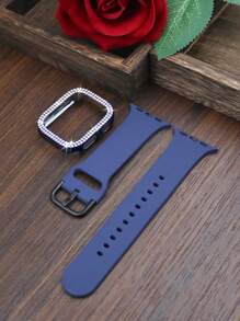 兼容 38mm、40mm、41mm、42mm、44mm、45mm、46mm 和 49mm 的 表带和表壳。采用柔软、运动休闲的硅胶表带，搭配双排镶钻、防震防刮的硬质 PC 穿孔保护壳。兼容 Ultra/11/10/9/8/7/6/5/4/3/SE 女士时尚表带和表壳。佩戴舒适，触控灵敏！ - 藍色 - 查看 6