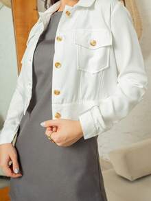 WOMEN'S CROPPED JACKET - 白色 - 查看 2