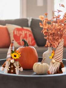 2款秋季小矮人家居装饰，感恩节小矮人，斯堪的纳维亚农舍风格手工毛绒摆件，秋季多层托盘装饰，小矮人节，家居装饰，餐桌装饰，感恩节，万圣节，圣诞节装饰品，秋季装饰，圣诞节装饰，家居圣诞礼物，圣诞装饰