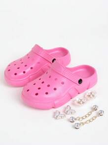 CIVHOM 女士时尚EVA花园凉鞋 - 舒适轻便的花园鞋，饰有花朵和金属链，厚实的EVA鞋底，适合所有季节，可作为凉鞋或拖鞋穿着。 - 粉色 - 查看 9