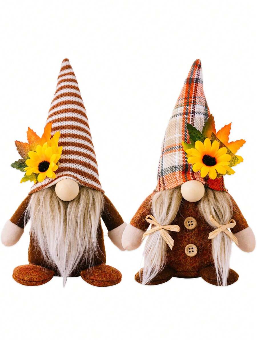 2款秋季小矮人家居装饰，感恩节小矮人，斯堪的纳维亚农舍风格手工毛绒摆件，秋季多层托盘装饰，小矮人节，家居装饰，餐桌装饰，感恩节，万圣节，圣诞节装饰品，秋季装饰，圣诞节装饰，家居圣诞礼物，圣诞装饰