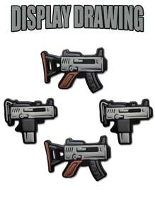 16-24件套枪系列，手枪、冲锋枪、手榴弹、消音器、炸弹、步枪鞋饰DIY配件，适用于凉鞋、手链、可爱鞋子装饰PVC鞋针，可用于装饰手链、腕带，是绝佳的礼品。 - 彩色 - 查看 6