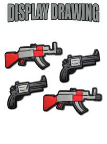 16-24件套枪系列，手枪、冲锋枪、手榴弹、消音器、炸弹、步枪鞋饰DIY配件，适用于凉鞋、手链、可爱鞋子装饰PVC鞋针，可用于装饰手链、腕带，是绝佳的礼品。 - 彩色 - 查看 5