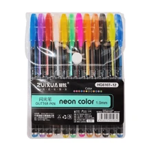 12/60 闪光凝胶笔凝胶笔多色凝胶笔套装，适合成人绘画书，带金属、霓虹、闪光、凝胶球等颜色 - 彩色 - 查看 10