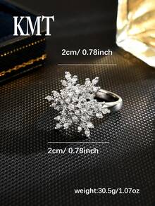 KMT 1pc Hợp kim đồng pha lê Zirconia thiết kế hình bông tuyết có thể xoay giảm áp suất cao cấp thời trang vòng mở hộp quà Giáng sinh - Phong cách bông tuyết - Xem 6