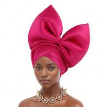 Afrikaanse hoofddoek, grote strikontwerp hoofddoek hoed, glanzende zijden gelaagde band, Nigeriaanse hoofddeksels, autogel hoofddoek hoed is speciaal voorbereid voor bruiloften, feesten en speciale gelegenheden