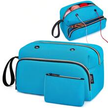 IBFUN Crochet Yarn Bag Knitting Bag 2Pcs Yarn Storage Organizer Crocheting Bag For Beginners With Hand Wrist For Crochet Accessories Knitting Needles Crochet Hooks Knitting Tool Bag Tools - Blue - View 1