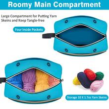 IBFUN Crochet Yarn Bag Knitting Bag 2Pcs Yarn Storage Organizer Crocheting Bag For Beginners With Hand Wrist For Crochet Accessories Knitting Needles Crochet Hooks Knitting Tool Bag Tools - Blue - View 4