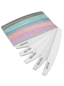 3片/5片/10片装专业指甲锉砂纸，强力加厚，80/100/150/180/240目，指甲锉抛光块，用于美甲打磨，月牙形，青柠工具，美甲用品，美甲工具，美甲艺术工具，返校季，指甲，美甲工具，假指甲工具 - 彩色 - 查看 2