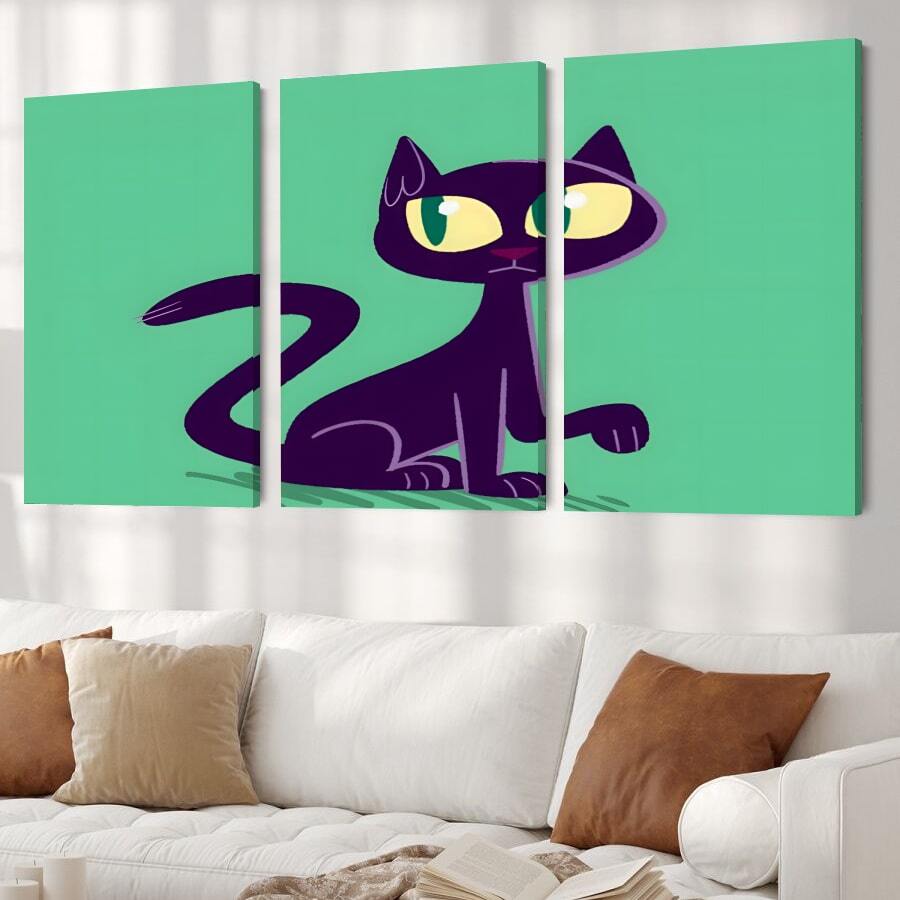 3 PCS/SET Halloween Lady Cat Framed Canvas Posters, Modern Wall Art For Bedrooms, Living Rooms And Hallways, Ideal Decorative And Decorative Gifts