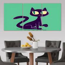 3 PCS/SET Halloween Lady Cat Framed Canvas Posters, Modern Wall Art For Bedrooms, Living Rooms And Hallways, Ideal Decorative And Decorative Gifts