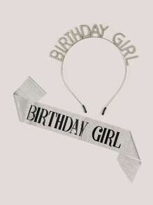 "Birthday Girl" Sash & Rhinestone Tiara Set Sinh Nhật Sash Và Tiara Cho Bé Gái Bộ Trang Trí Sinh Nhật Băng Đô Đính Đá Rhinestone Cho Bé Gái Phụ Kiện Tóc Pha Lê Lấp Lánh Cho Tiệc Sinh Nhật Đồ Trang Trí Cho Gia Đình Quà Tặng - Nhiều màu - Xem 12