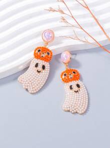 juran 1 Pair Funny Ghost Themed Personalized Party Earrings, Halloween Gift