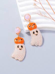 juran 1 Pair Funny Ghost Themed Personalized Party Earrings, Halloween Gift