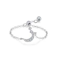 1pc Elegant 925 Sterling Silver Arabic Alphabet Chain Adjustable Ring For Women Wedding Birthday Mother Days Day Gift