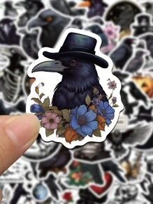 50 miếng dán tường hoạt hình dễ thương Black Crow Series Graffiti DIY trang trí điện thoại di động hộp du lịch tủ lạnh máy tính xách tay cốc nước miếng dán chống thấm nước - Nhiều màu - Xem 6