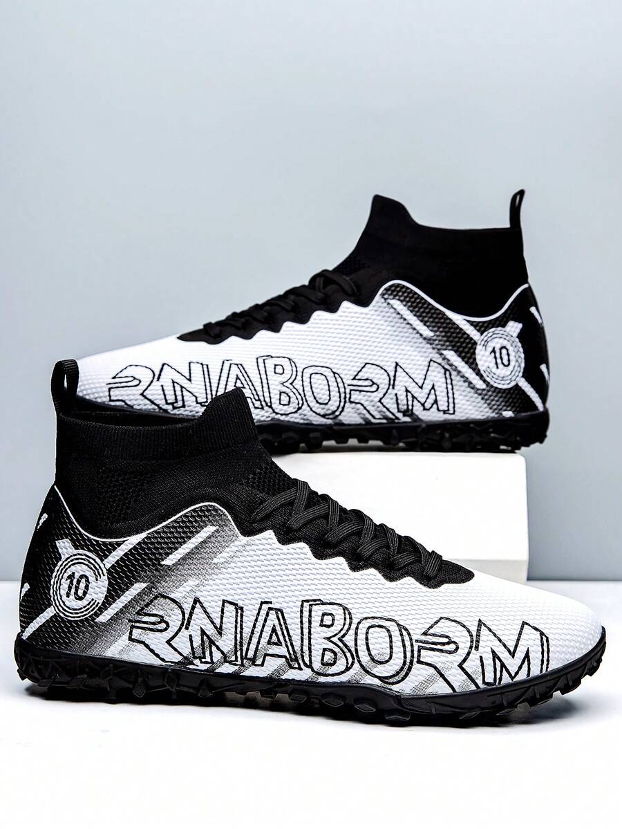 男士新款无缝足球鞋，外观和耐用性均有所提升，女士室内人造草皮训练防滑运动鞋 - 白色 - 查看 1