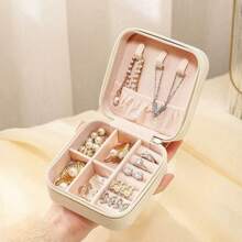 Portable Travel Jewelry Box Storage Bag Ring Necklace Pouch Good Gift -Cx1008 - 粉色 - 查看 7
