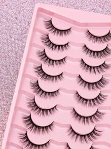 AYRMILLA's New 20 Pairs Of Mixed Eyelashes 3D Mink Natural New Eyelashes Dramatic Fluffy Soft Thick Curly False Eyelashes Are Essential For Daily Dates. Simulation Makeup Eyelashes Can Be Reused To Extend Makeup And Beauty Tools. - 黑色 - 查看 7