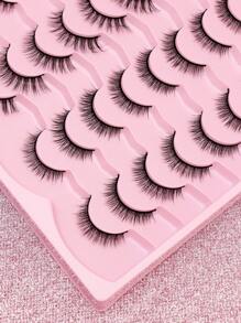 AYRMILLA's New 20 Pairs Of Mixed Eyelashes 3D Mink Natural New Eyelashes Dramatic Fluffy Soft Thick Curly False Eyelashes Are Essential For Daily Dates. Simulation Makeup Eyelashes Can Be Reused To Extend Makeup And Beauty Tools. - 黑色 - 查看 5