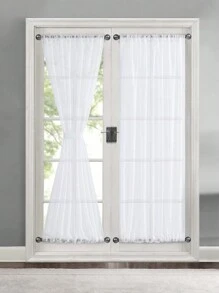 1pc Solid Color Door Curtain Perfect Family Decoration Poyester Material Easy To Clean Dust-Proof And Quick Drying Suitable For Living Room Bedroom Door And Cabinet Decoration - White - View 4