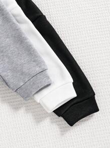 3pcs Young Boy Letter Print Warm Hoodies Set - Multicolor - View 3