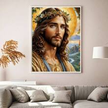 耶稣基督 5D DIY 钻石画马赛克卡通饰品艺术十字绣套件刺绣家居装饰万圣节儿童礼物 2024 新品 - 黑色 - 查看 2