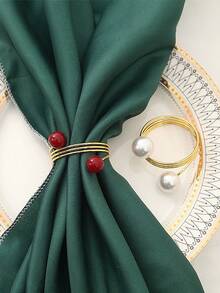 1 chiếc vòng kim loại trang trí ngọc trai có thể điều chỉnh, cao cấp dùng cho bàn khách sạn và gia đình - Nhiều màu - Xem 3