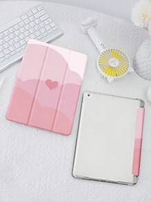 Apple Y2K Pink Heart Color Block Pattern Case Compatible With IPad With Pen Holder,Supports Automatic Sleep/Wake Lid - Multicolor - View 3