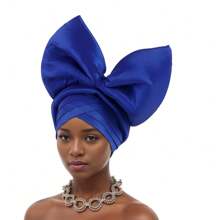 Afrikaanse hoofddoek, grote strikontwerp hoofddoek hoed, glanzende zijden gelaagde band, Nigeriaanse hoofddeksels, autogel hoofddoek hoed is speciaal voorbereid voor bruiloften, feesten en speciale gelegenheden