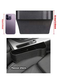 1 件多功能汽车座椅楔形收纳盒，乘客和驾驶员前排座椅侧面储物架，带杯架，防漏且方便，实用的间隙填充物 - 黑色 - 查看 6