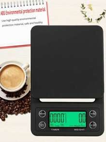 1 pieza Balanza electrónica de cocina multifunción de alta precisión color negro con temporizador, balanza de cocina de alta precisión, balanza de café manual italiana, balanza inteligente para café molido y de goteo, balanza para espresso de 3kg/0,1g con función de pelado