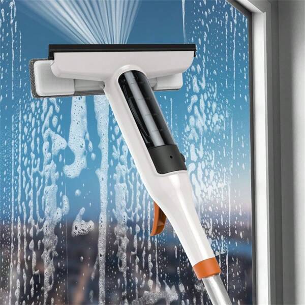 Window Cleaning Tool, Glass Wiper With Water Sprayer For High-Rise Window Cleaning, Household Cleaning Equipment
