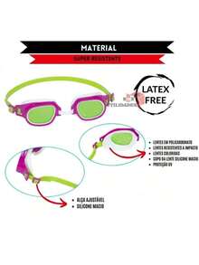 Children's Swimming Goggles UV Protection Adjustable Resistant Colorful Child Swimming Pool Beach Summer - 藍色的 - 查看 3