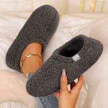 Comfy Women's Memory Foam House Slippers - Soft, Lightweight Boots With Curly Fleece And Cozy Polar Fleece Lining - Màu xám đen - Xem 4