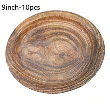 10 chiếc đĩa tiệc vân gỗ tự nhiên cổ điển, khay tròn, dễ vệ sinh, khay đựng thức ăn, đồ dùng trên bàn, đĩa ăn, đồ trang trí nhà cửa, quà tặng Giáng sinh - Nhiều màu - Xem 19
