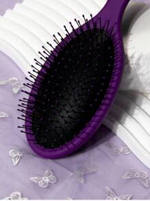 1支中号椭圆形哑光塑料防毛躁发梳，干湿两用，女士及妈妈适用，美发造型工具，美容院及旅行必备 - 紫色 - 查看 3