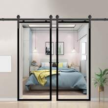VA-Cerulean Sliding Door Fitting Set 183cm / 200cm / 366cm For Sliding Doors Sliding Door System Fitting Set Guide Rail - 黑色 - 查看 2