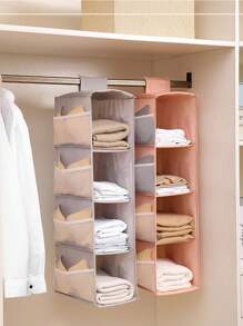 1pc Multi-Compartment Hanging Clothes Storage Bag, Can Be Used To Store Underwear, Foldable Storage Pouch, Suitable For Storing Socks, Bras, Household Items, Space-Saving, Applicable For Bedroom, Wardrobe, Closet, Home, Dorm, Etc. Hanging Wardrobe Storage Organizer, Storage Container, Wardrobe Storage Bag, Hanging Wardrobe Storage Bag, Suitable For Bedroom, Dorm, Can Store Socks, Pants, Jeans, T-Shirts, Dresses, Etc. - Grey - View 8