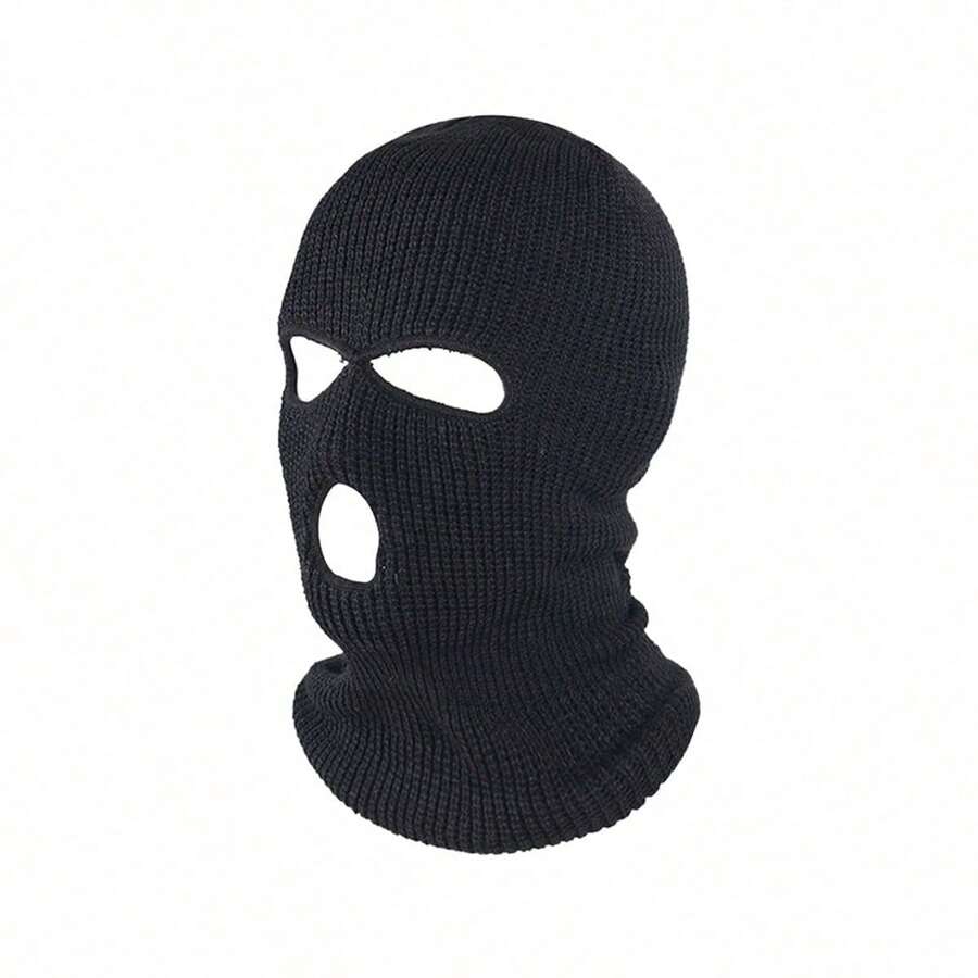 1 chiếc, Mặt nạ trùm đầu 3 lỗ toàn mặt Balaclava màu đen dành cho cả nam và nữ, Mặt nạ Balaclava đan cho các hoạt động ngoài trời, Luyện tập trượt tuyết đạp xe