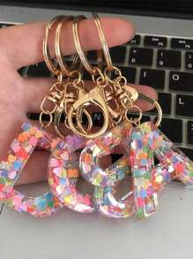 1 Pc 26Letter Keychain Ring Bag Backpack Charm Car Hanging Pendant Women Gift Cute Sequins Resin Key Chain Wallet And Handbag Accessories Keychain With Tassels Alphabet Initial Letter A-Z,Christmas