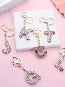 1 Pc 26Letter Keychain Ring Bag Backpack Charm Car Hanging Pendant Women Gift Cute Sequins Resin Key Chain Wallet And Handbag Accessories Keychain With Tassels Alphabet Initial Letter A-Z,Christmas