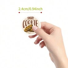 500pcs/Roll (10 Designs Per Roll) Cookie Biscuit Doodle Stickers, Suitable For Laptop, Skateboard, Refrigerator, Notebook, Helmet, Motorcycle, Water Bottle, Phone, Guitar, Scrapbook, Party Decoration Gifts - Orange - View 2