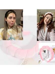 1pc Fashionable Velvet Sponge Spa Headband For Women, Hair Accessory For Washing Face, Makeup, Skincare; Adorable Shower Headband Suitable For Women To Wear While Sleeping, In Pajama Parties Or As A Gift