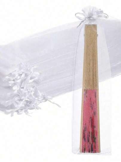 20 piezas Set de bolsas de organza de cordón, abanicos plegables, bolsas de tul, bolsas para envolver manualidades, para fiestas, bodas, regalos, joyería, organizador de joyas para mujeres y niñas, perfectos para pendientes, collares, anillos y accesorios de boda; también adecuados para decoración del hogar y regalos para damas de honor, de vuelta al colegio y para el verano